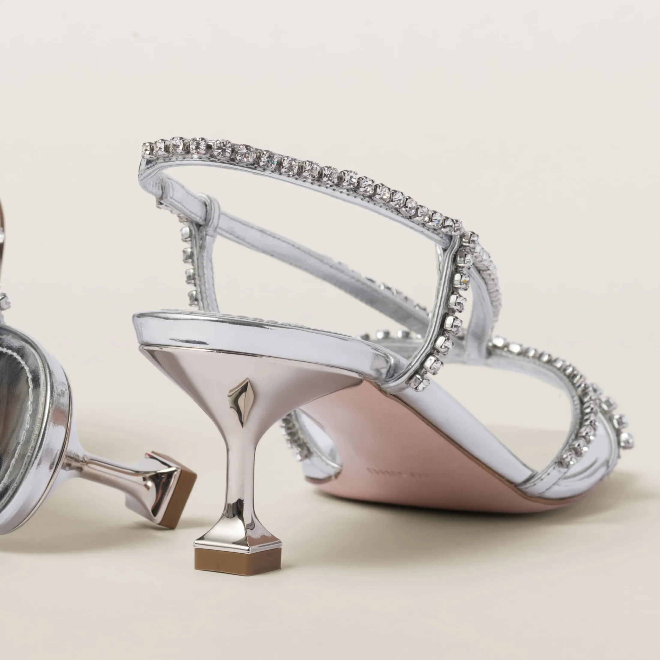 Silver Metallic Leather Sandals | Miu Miu