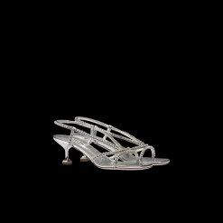 Silver Metallic Technical Fabric Sandals | Miu Miu