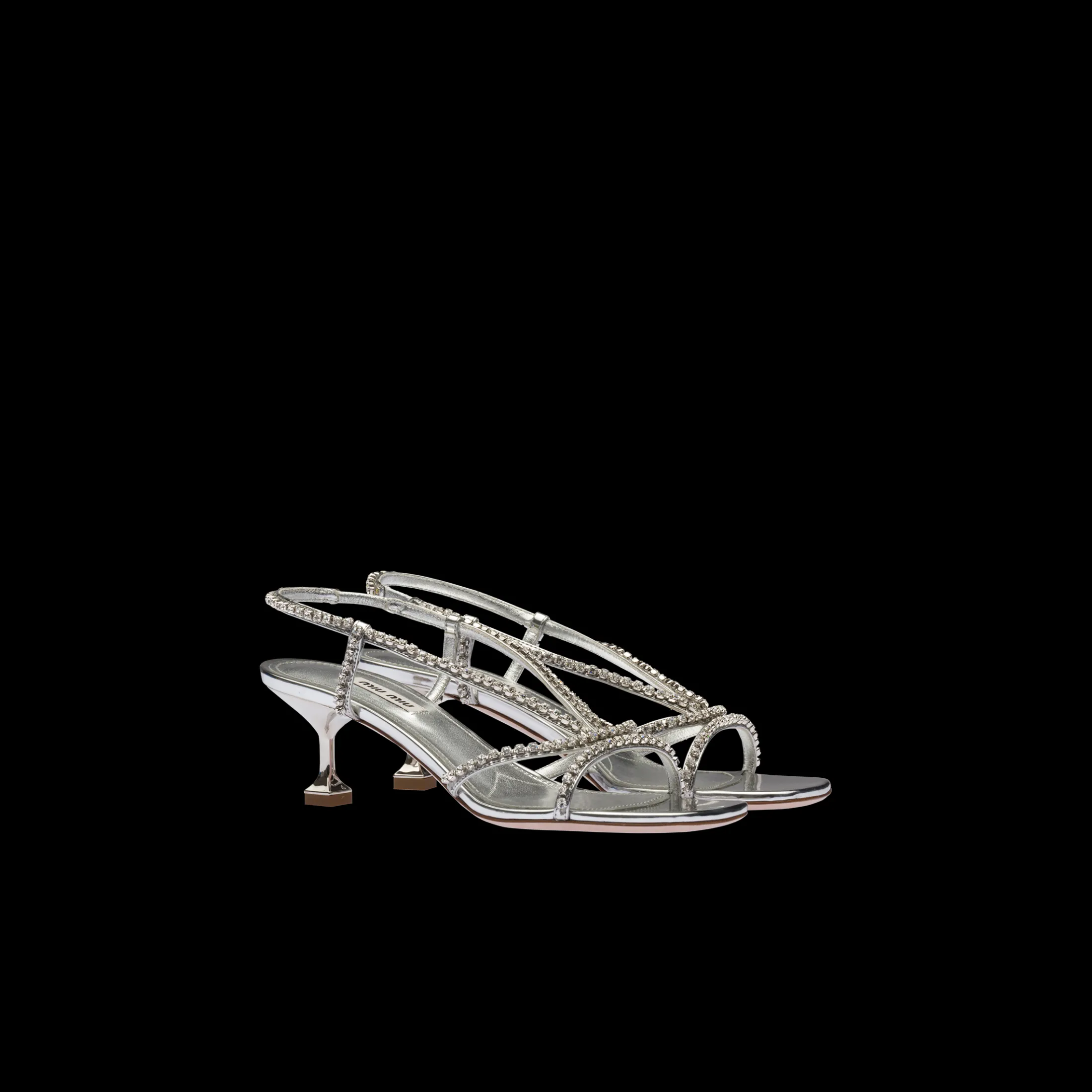 Silver Metallic Technical Fabric Sandals | Miu Miu