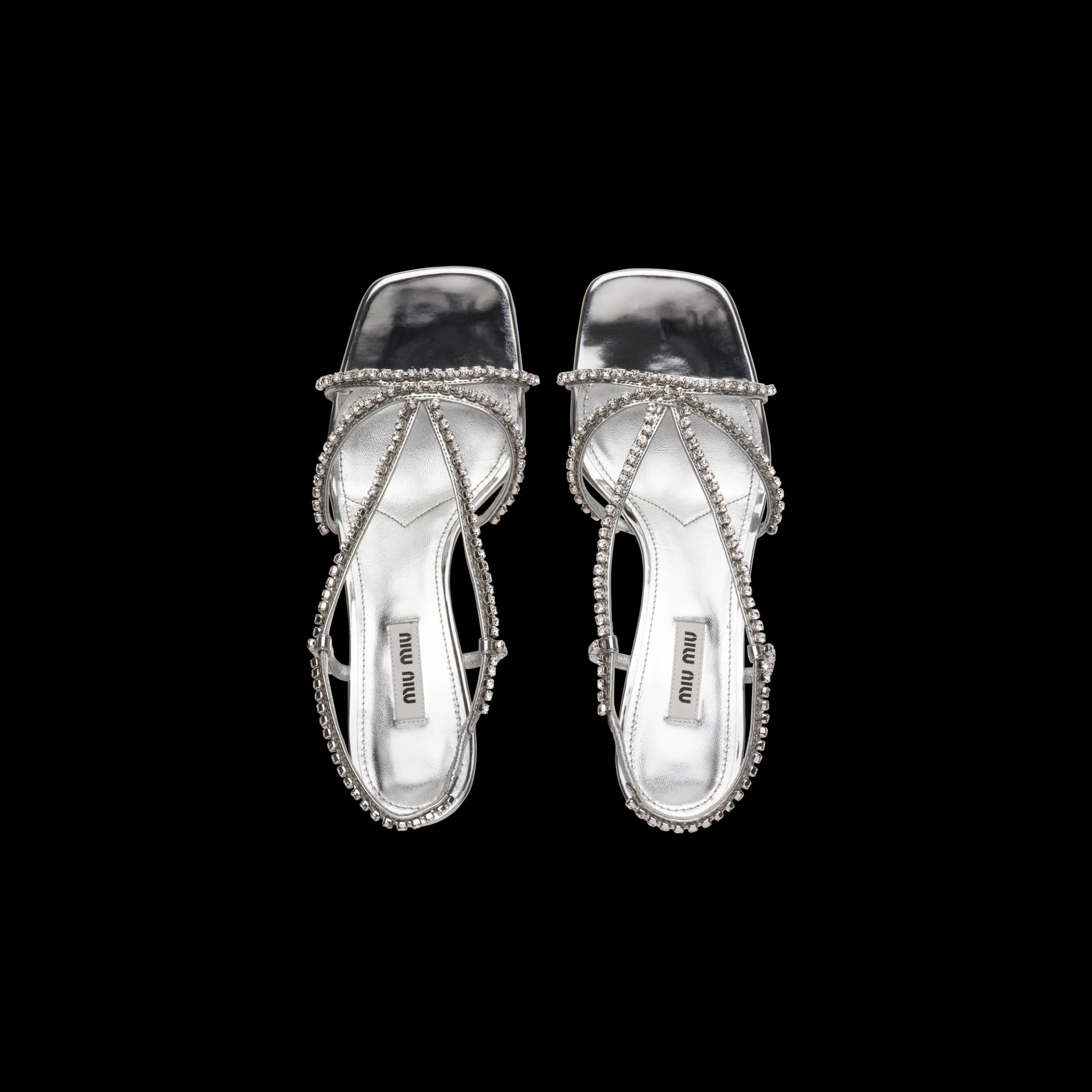 Silver Metallic Technical Fabric Sandals | Miu Miu