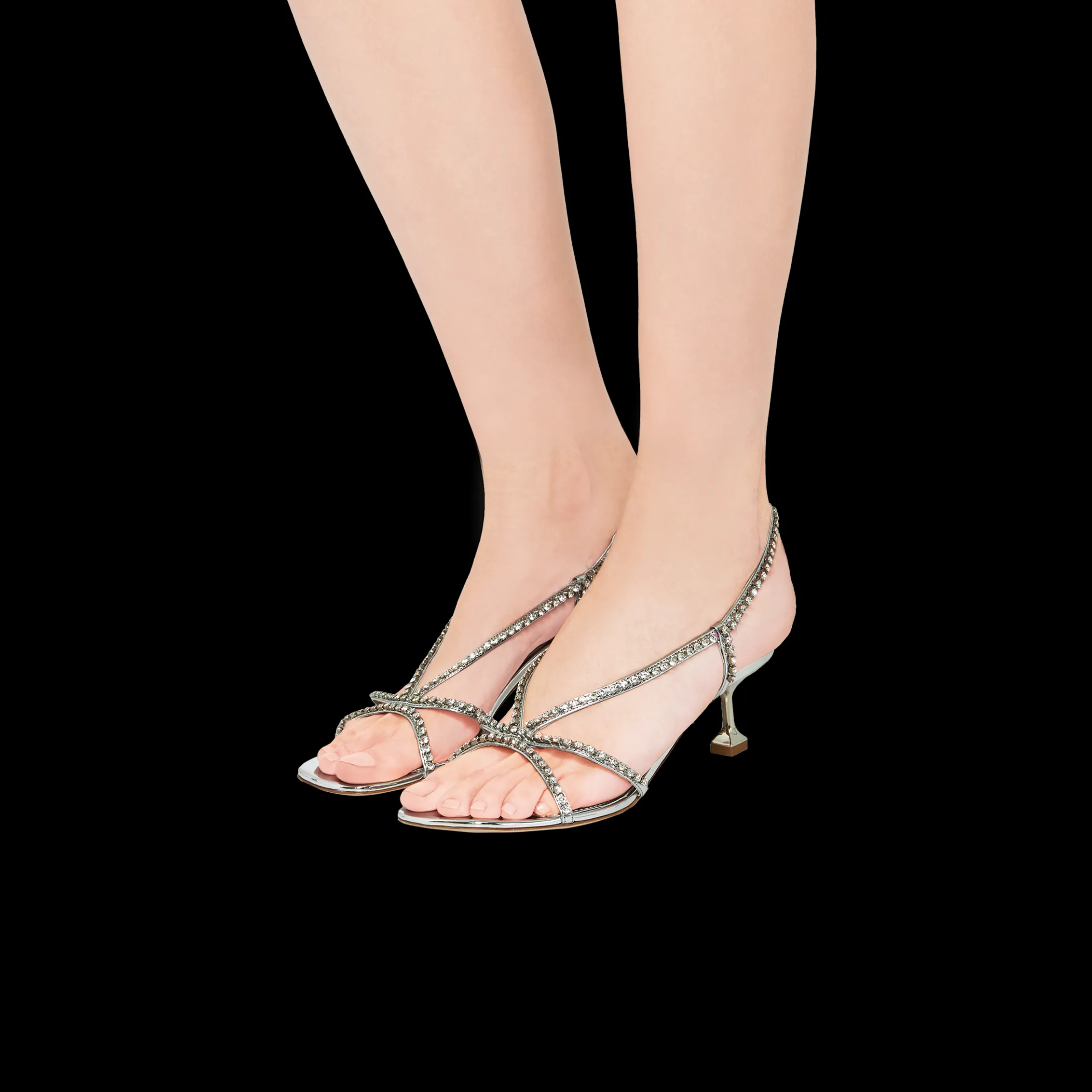 Silver Metallic Technical Fabric Sandals | Miu Miu