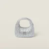 Silver Wander Matelassé Nappa Leather Hobo Bag | Miu Miu