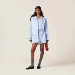 Sky Blue/white Striped Cotton Boxer Shorts | Miu Miu