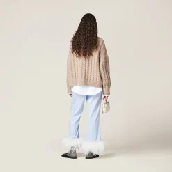 Sky Blue/white Striped Cotton Pajama Pants | Miu Miu