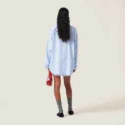 Sky Blue/white Striped Cotton Shirt | Miu Miu