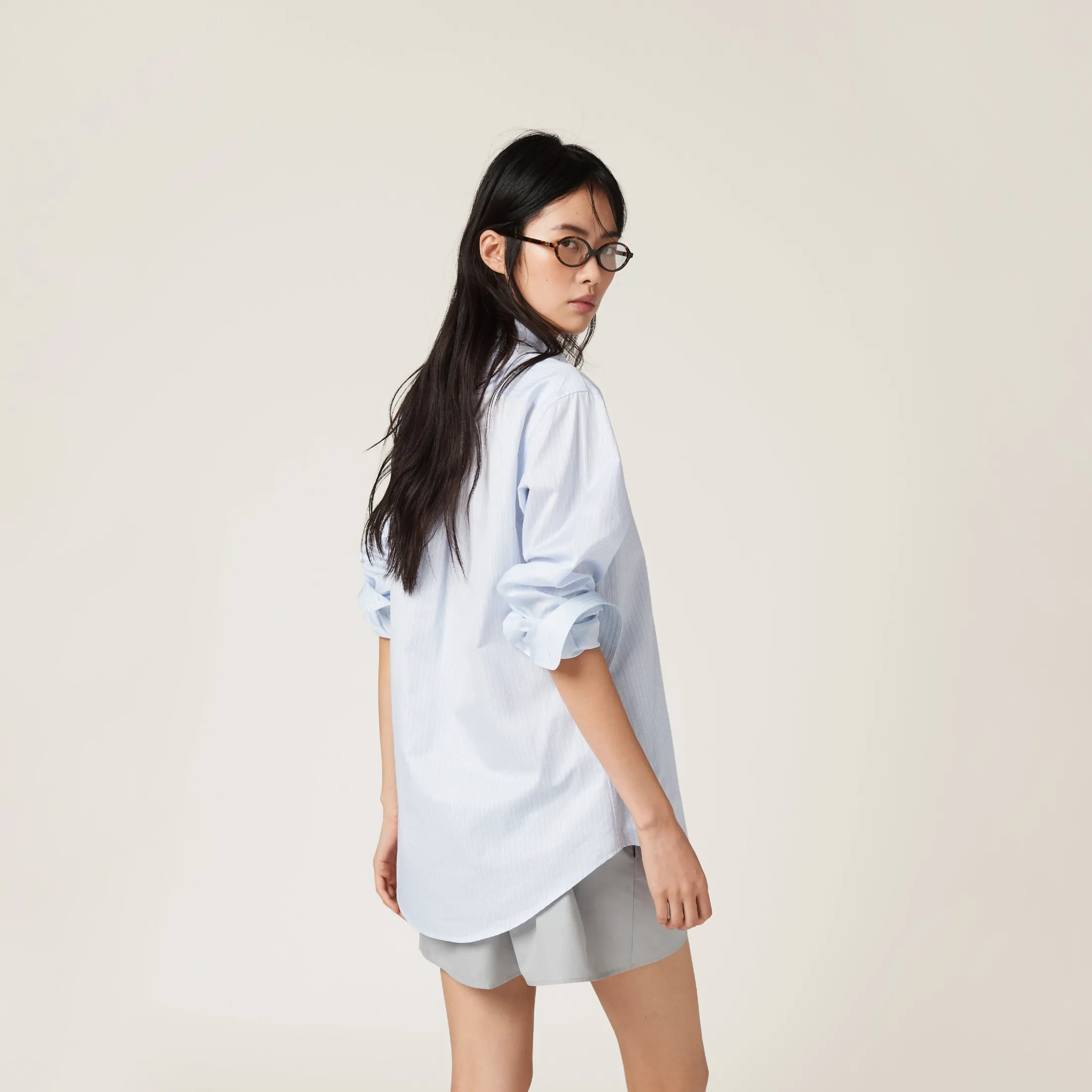 Sky Blue/white Striped Cotton Shirt | Miu Miu