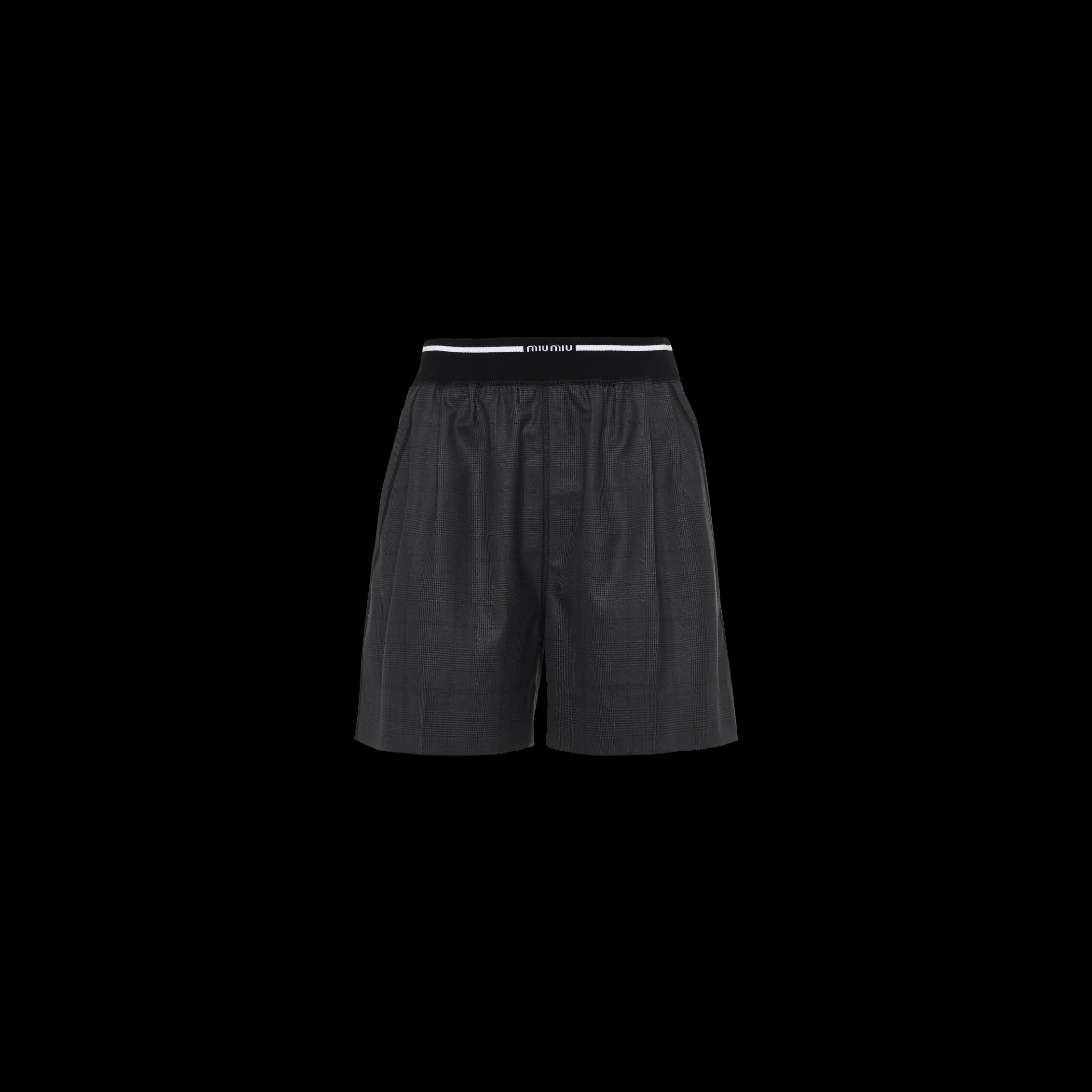 Slate Gray Glen Plaid Bermuda Shorts | Miu Miu