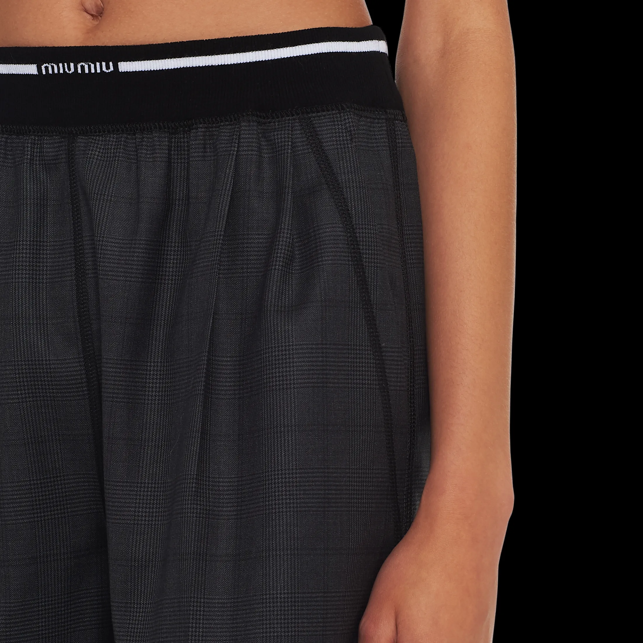 Slate Gray Glen Plaid Bermuda Shorts | Miu Miu