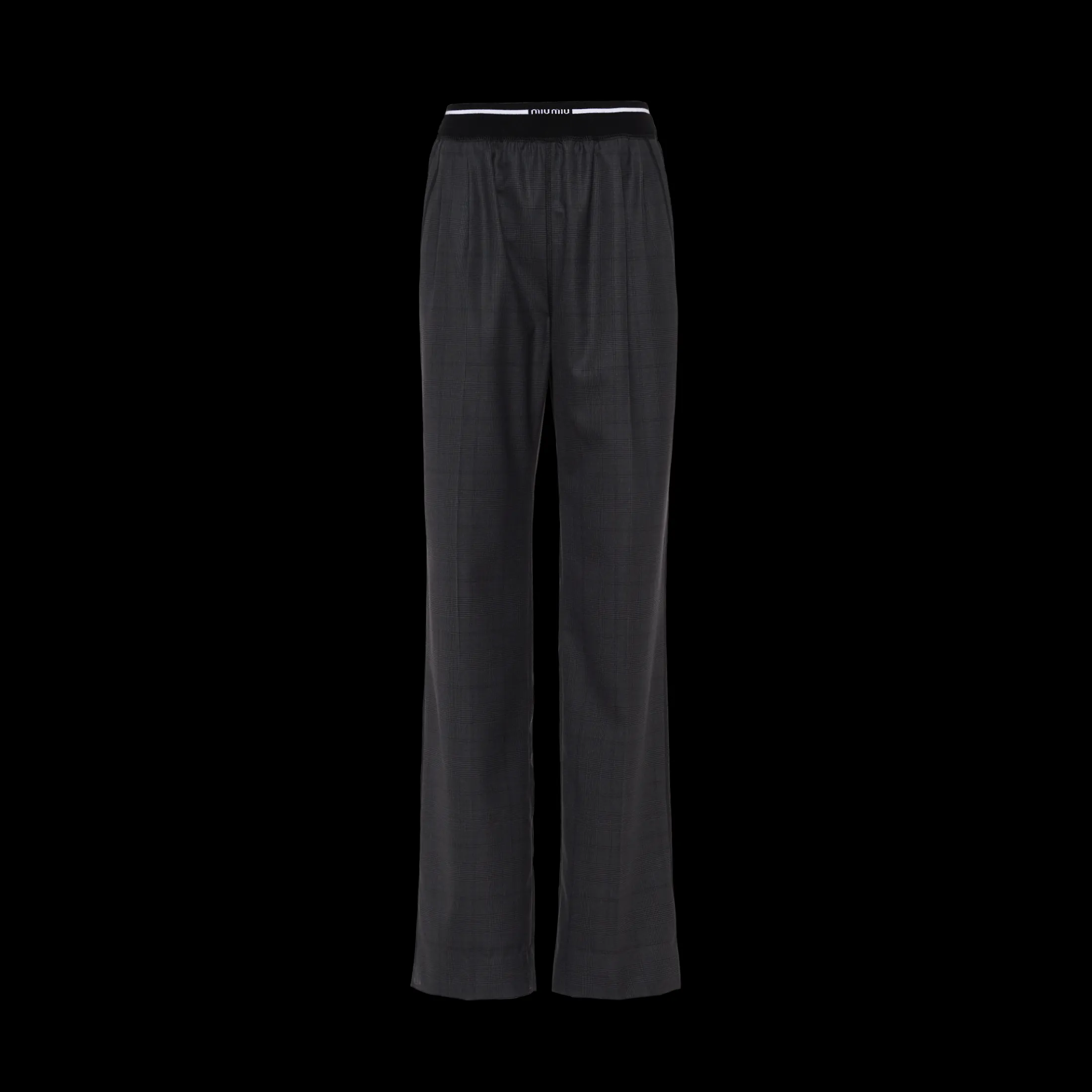 Slate Gray Glen Plaid Pants | Miu Miu