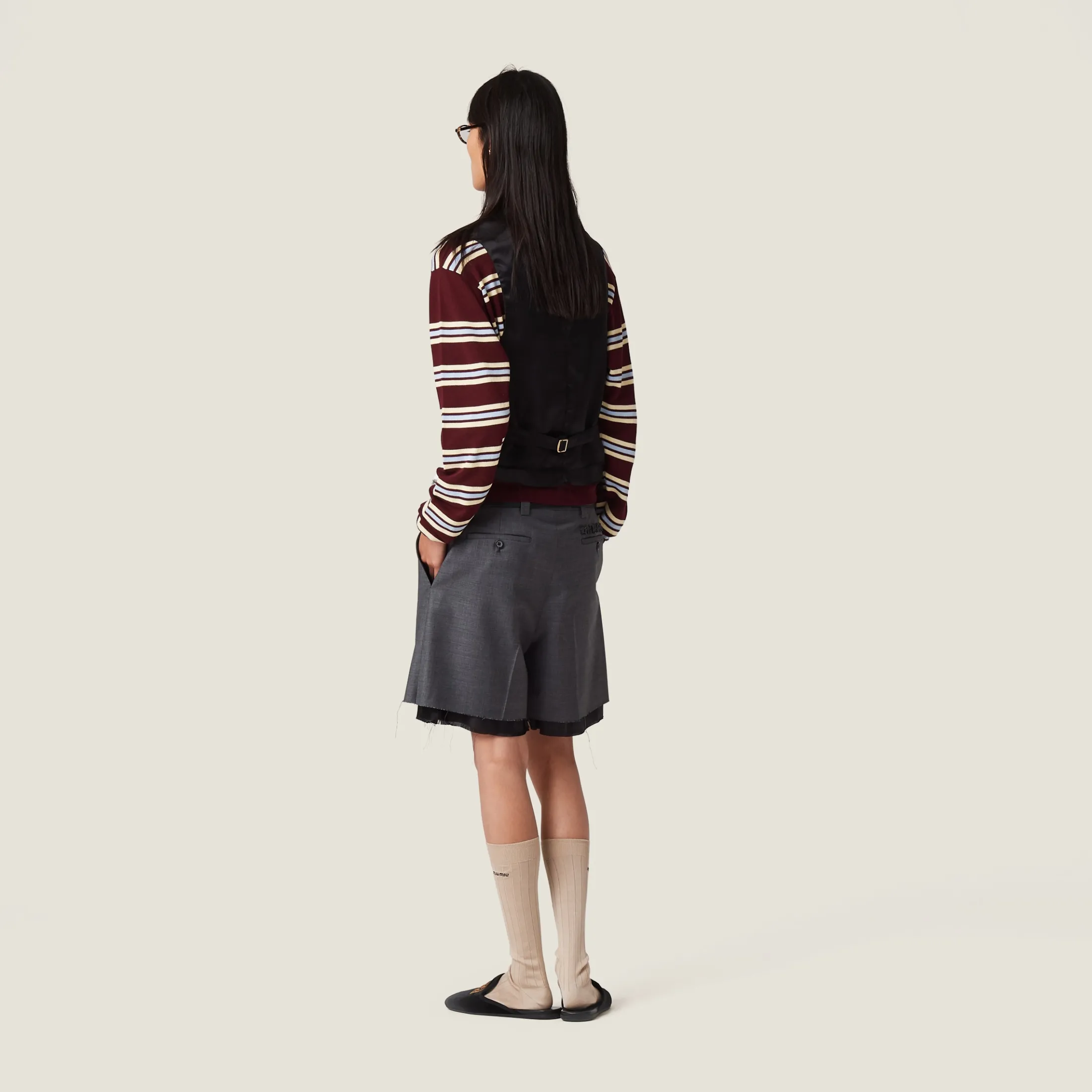 Slate Gray Grisaille Bermudas | Miu Miu