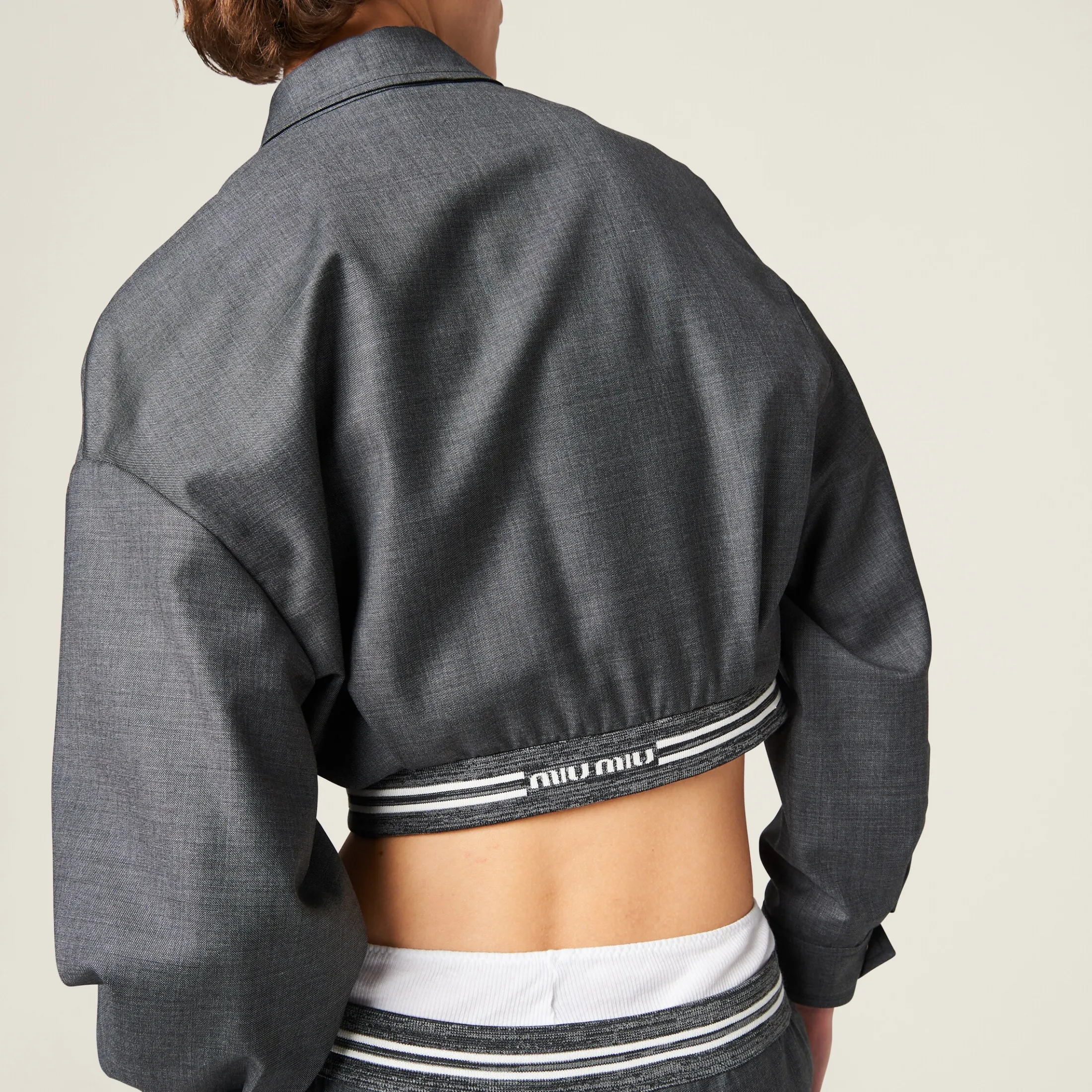 Slate Gray Grisaille Blouson Jacket | Miu Miu