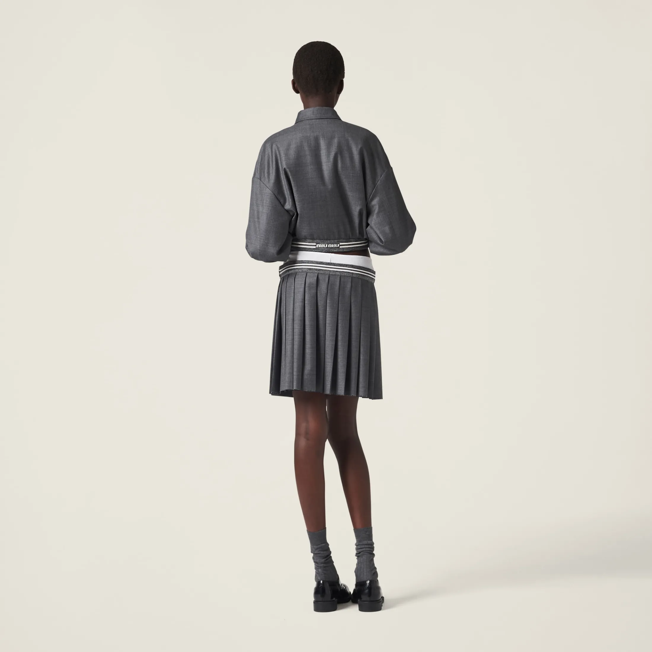 Slate Gray Grisaille Miniskirt | Miu Miu