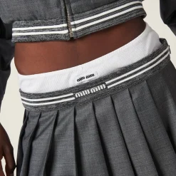 Slate Gray Grisaille Miniskirt | Miu Miu