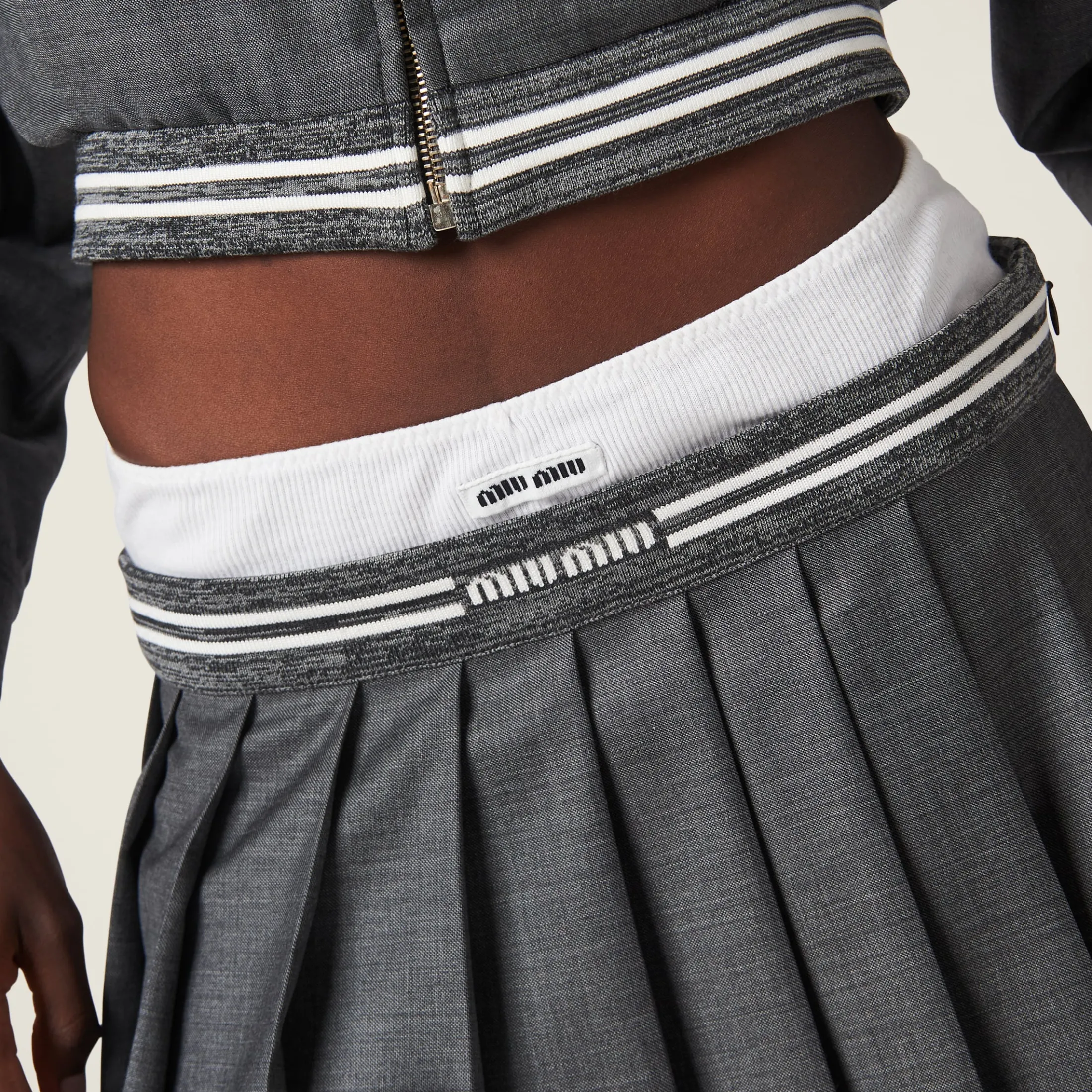 Slate Gray Grisaille Miniskirt | Miu Miu