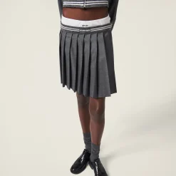 Slate Gray Grisaille Miniskirt | Miu Miu