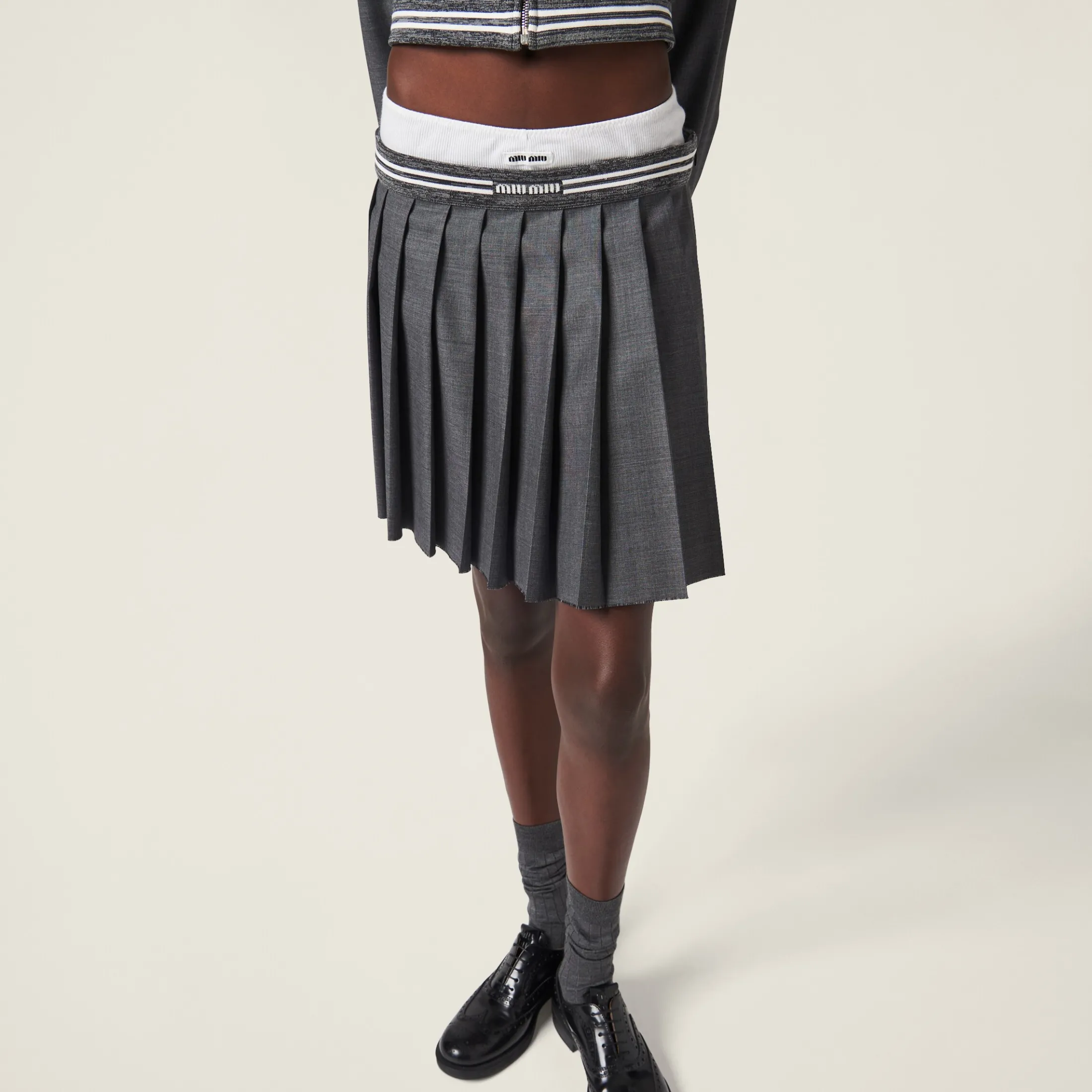 Slate Gray Grisaille Miniskirt | Miu Miu