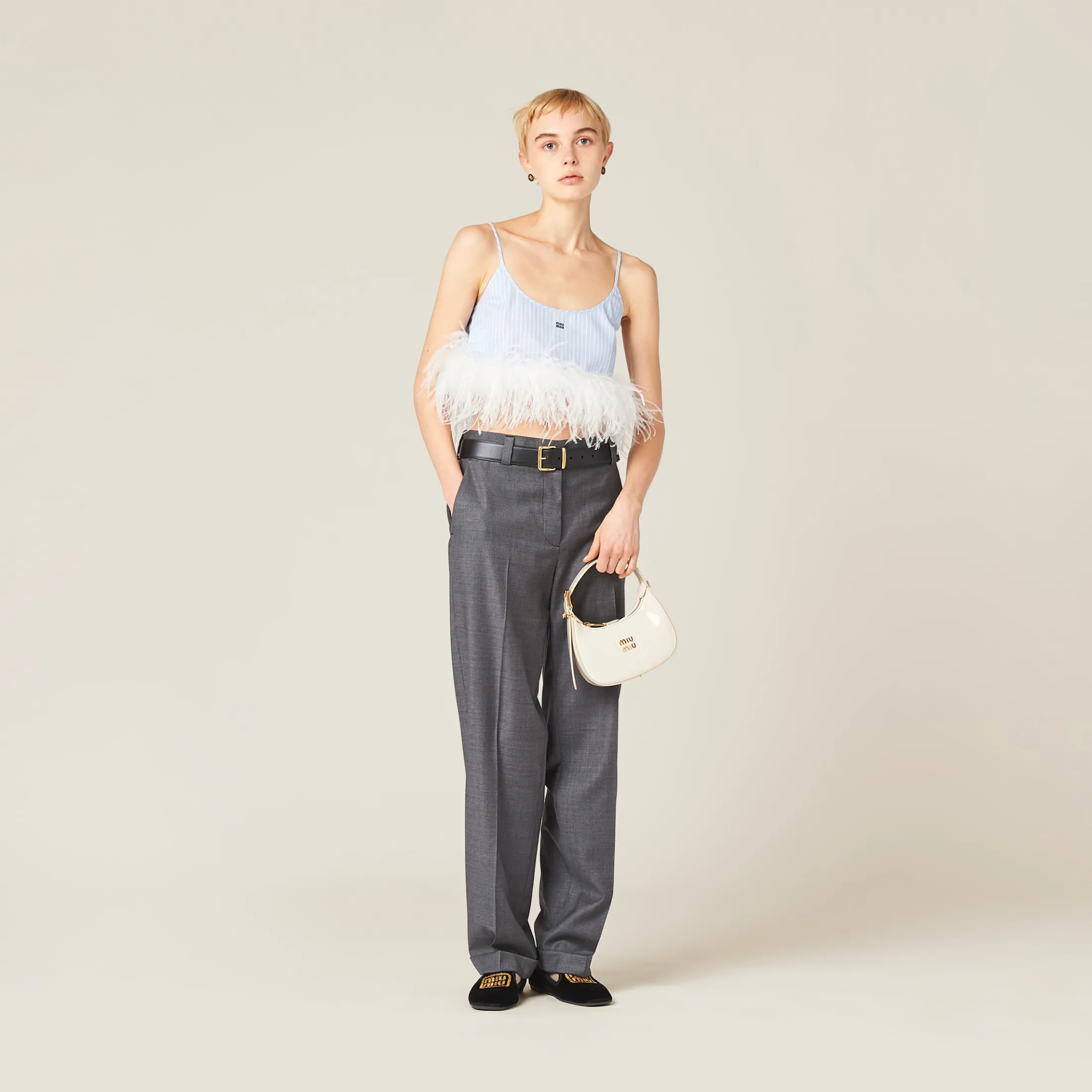 Slate Gray Grisaille Pants | Miu Miu