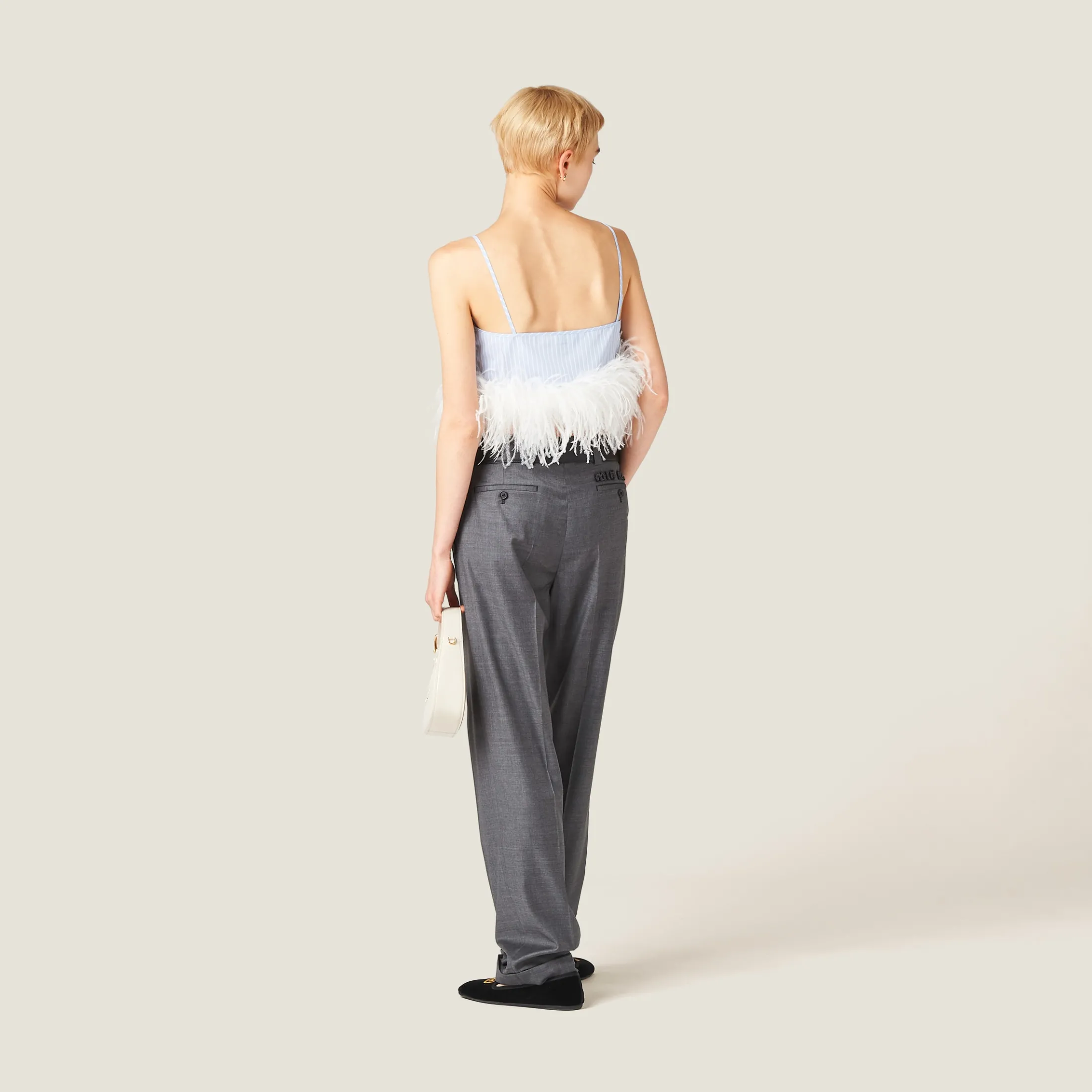 Slate Gray Grisaille Pants | Miu Miu