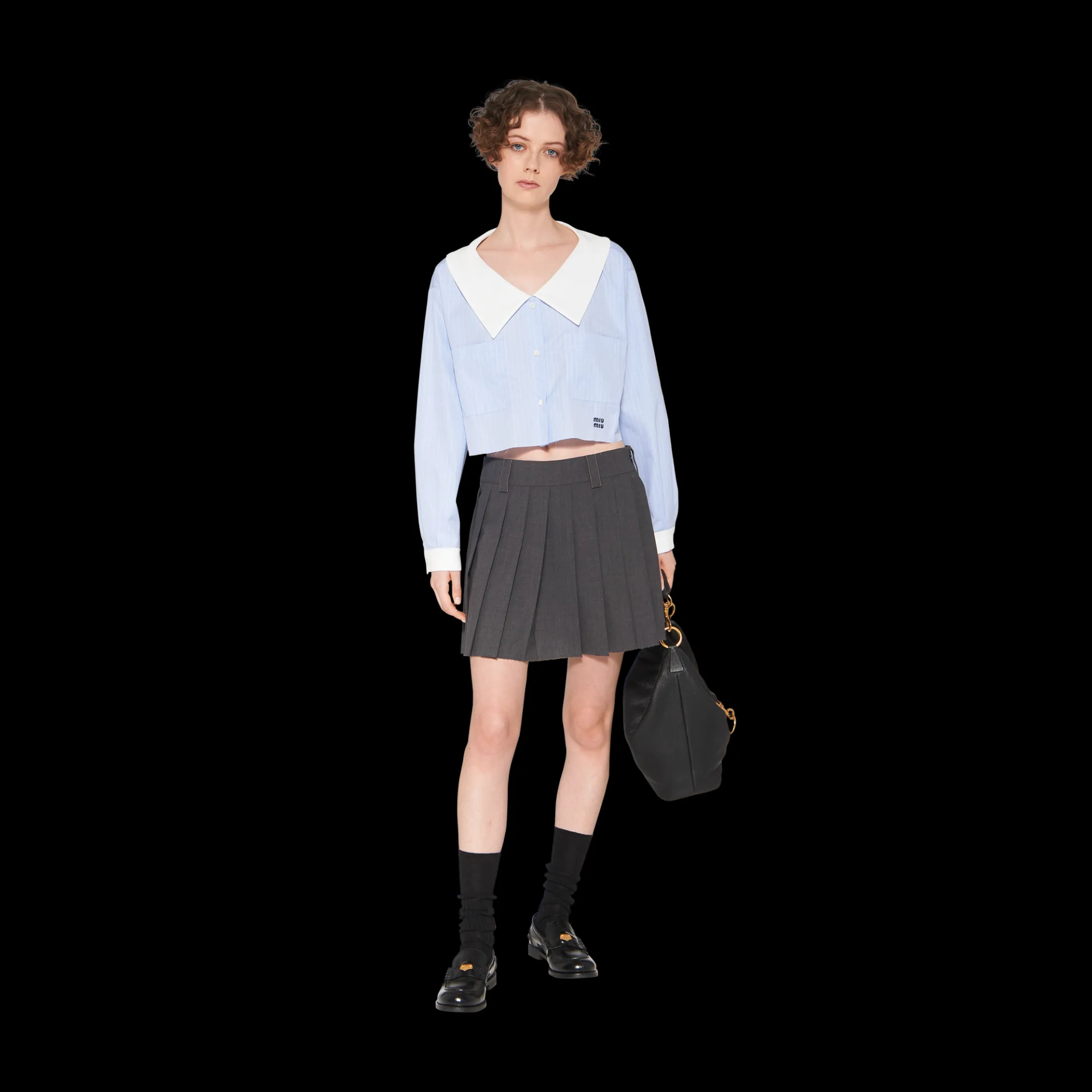 Slate Gray Light Wool Miniskirt | Miu Miu