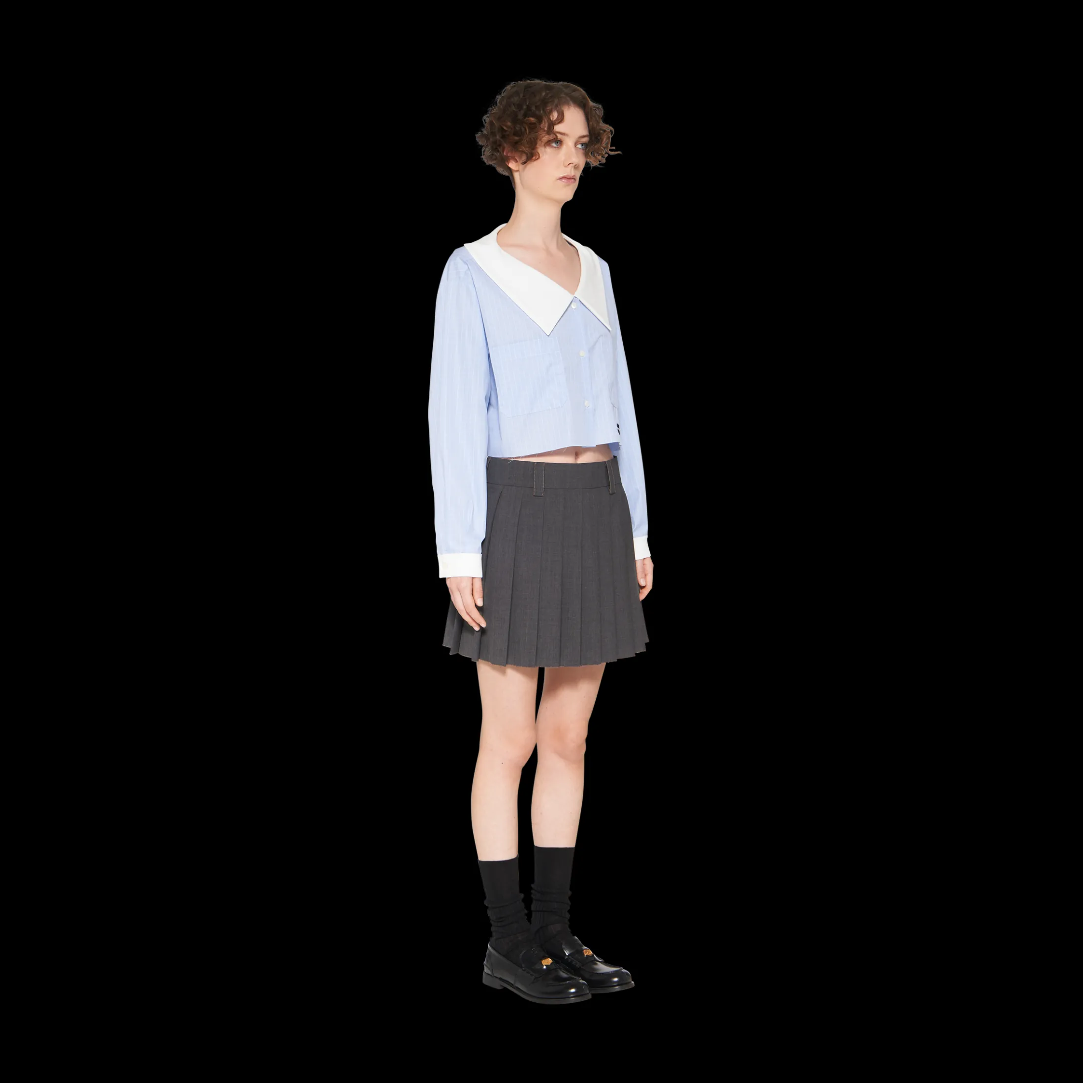 Slate Gray Light Wool Miniskirt | Miu Miu