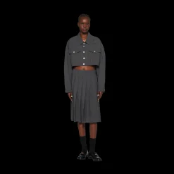 Slate Gray Light Wool Skirt | Miu Miu