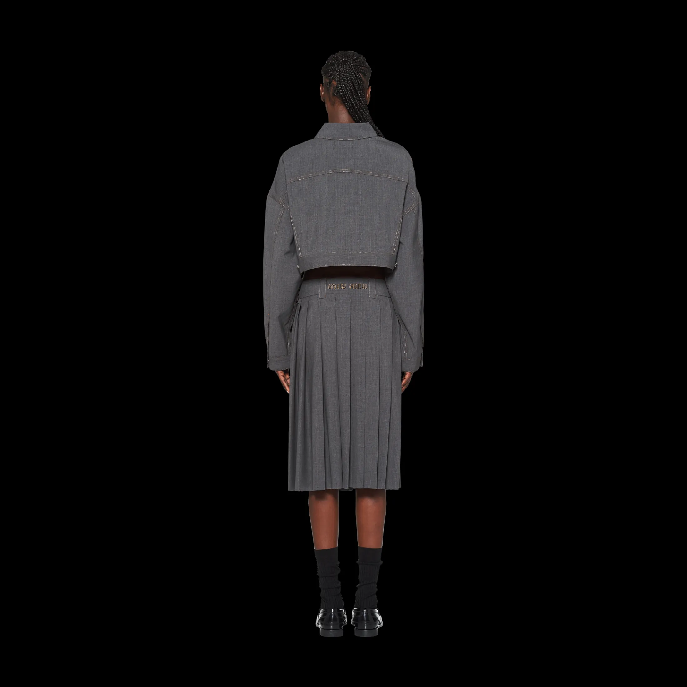 Slate Gray Light Wool Skirt | Miu Miu