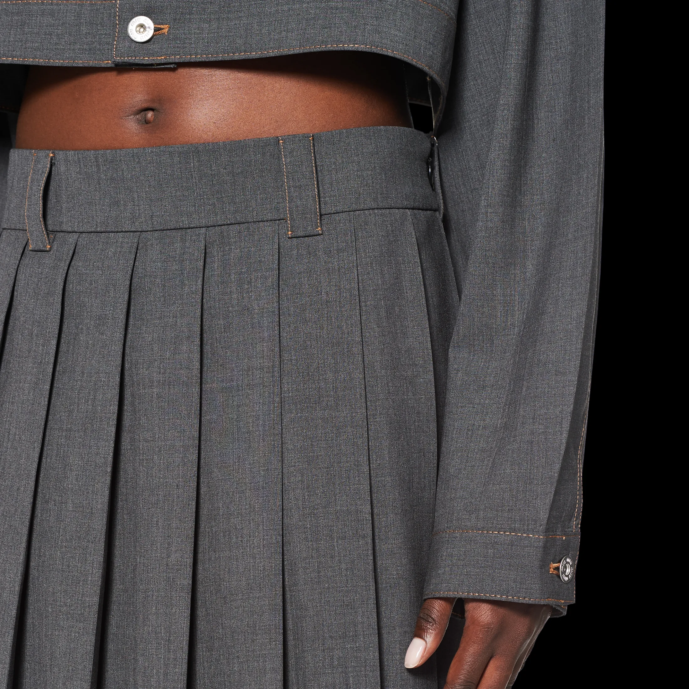 Slate Gray Light Wool Skirt | Miu Miu