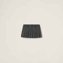 Slate Gray Pleated Pinstripe Skirt | Miu Miu