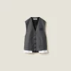 Slate Gray Single-breasted Grisaille Vest | Miu Miu