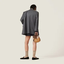 Slate Gray Single-breasted Prince Of Wales Check Grisaille Jacket | Miu Miu