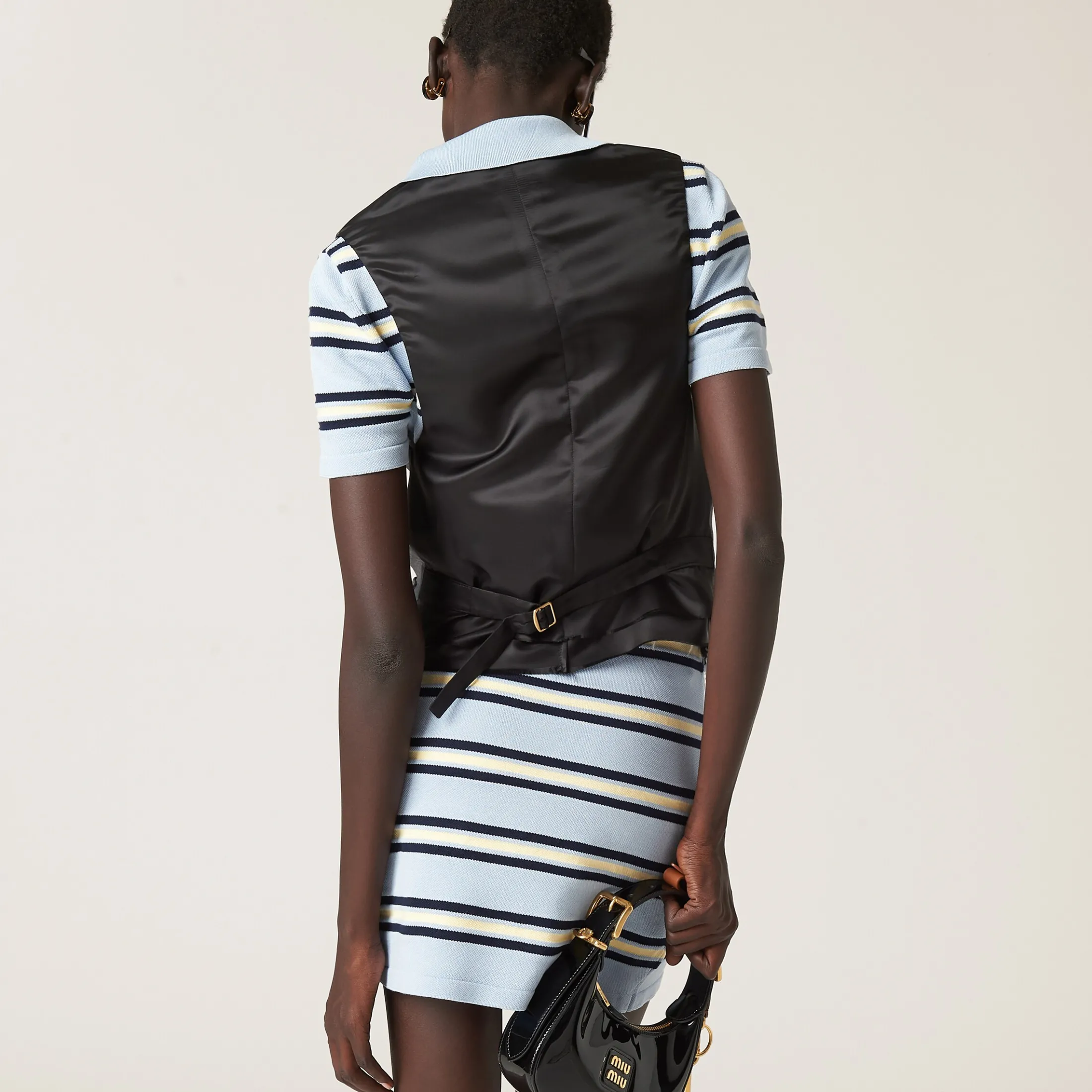 Slate Gray Single-breasted Grisaille Vest | Miu Miu