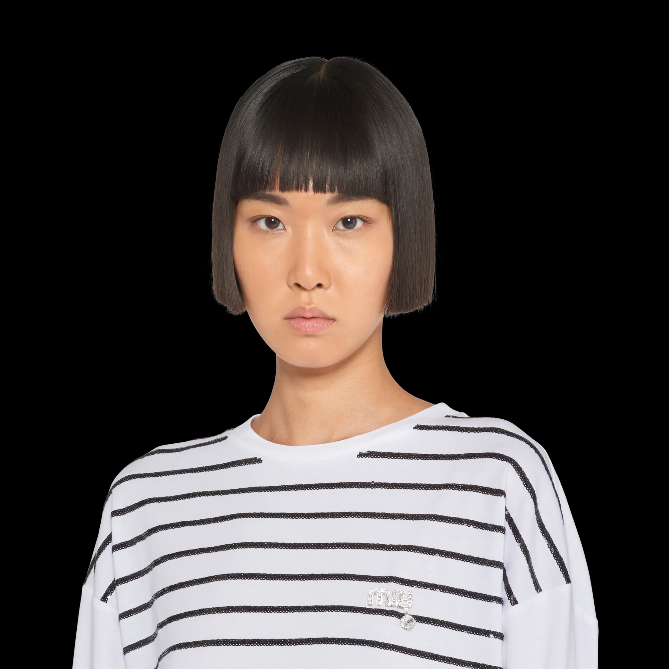 Steel/crystal Brooch With Crystal Pendant | Miu Miu