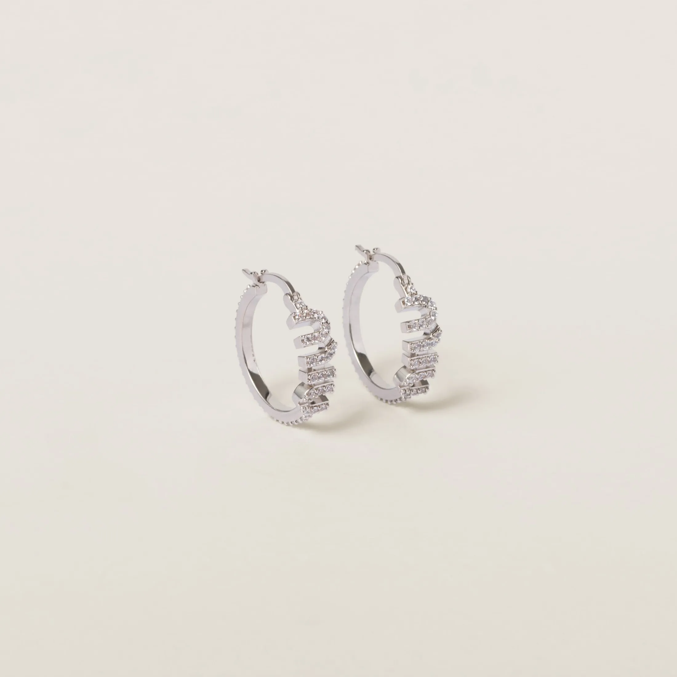 Steel/crystal Metal Earrings With Artificial Crystals | Miu Miu