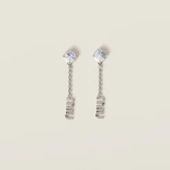 Steel/crystal Metal Earrings With Crystals | Miu Miu