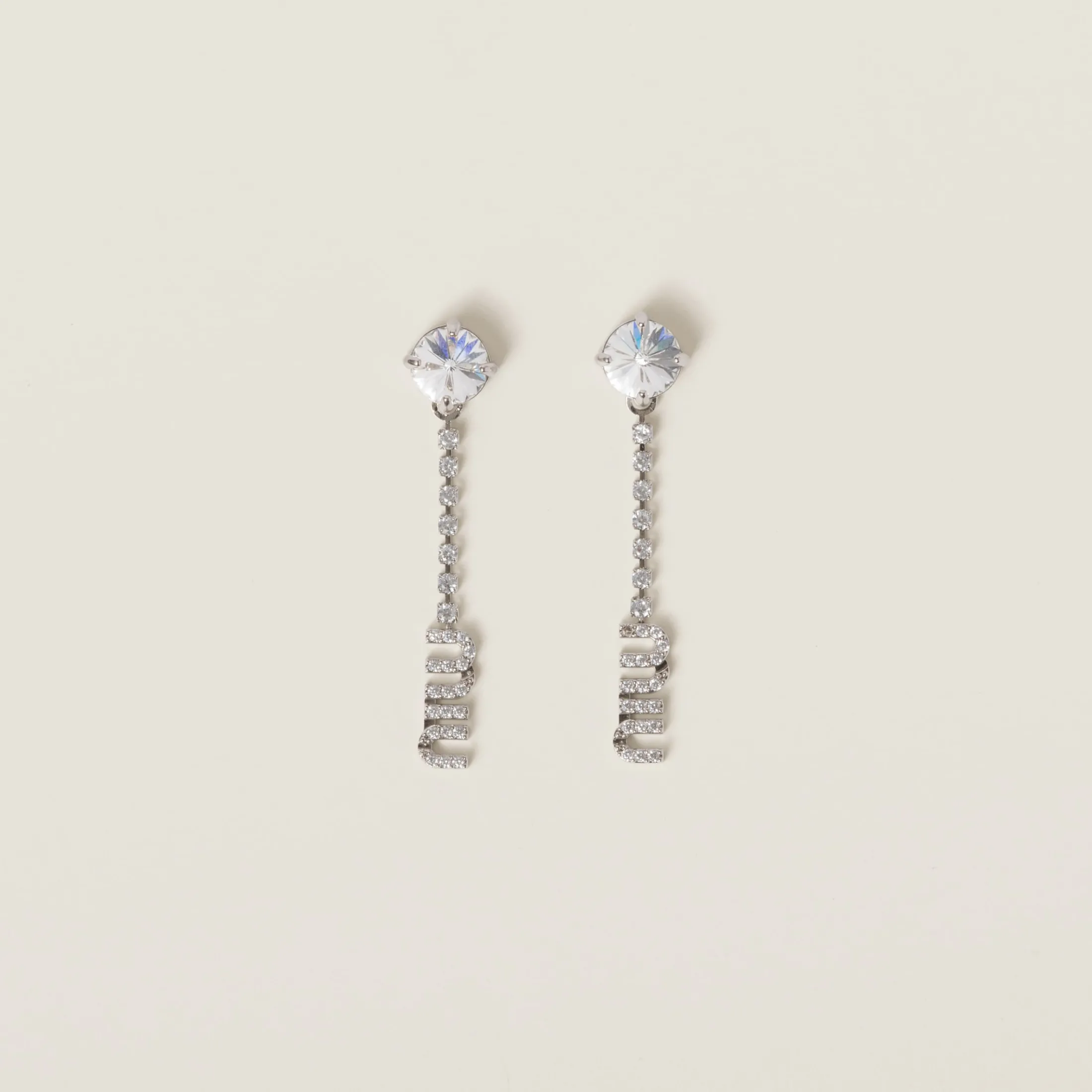 Steel/crystal Metal Earrings With Crystals | Miu Miu