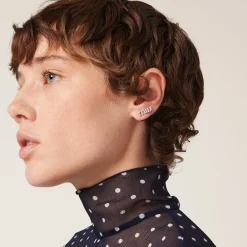 Steel/crystal Metal Earrings With Crystals | Miu Miu