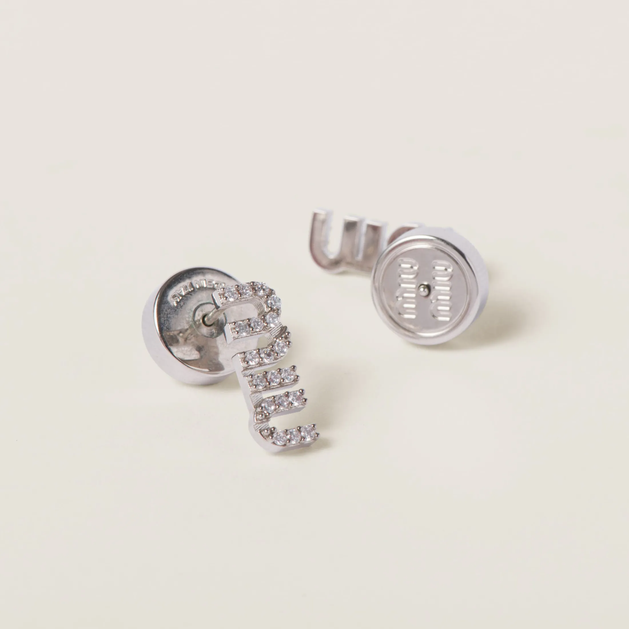 Steel/crystal Metal Earrings With Crystals | Miu Miu