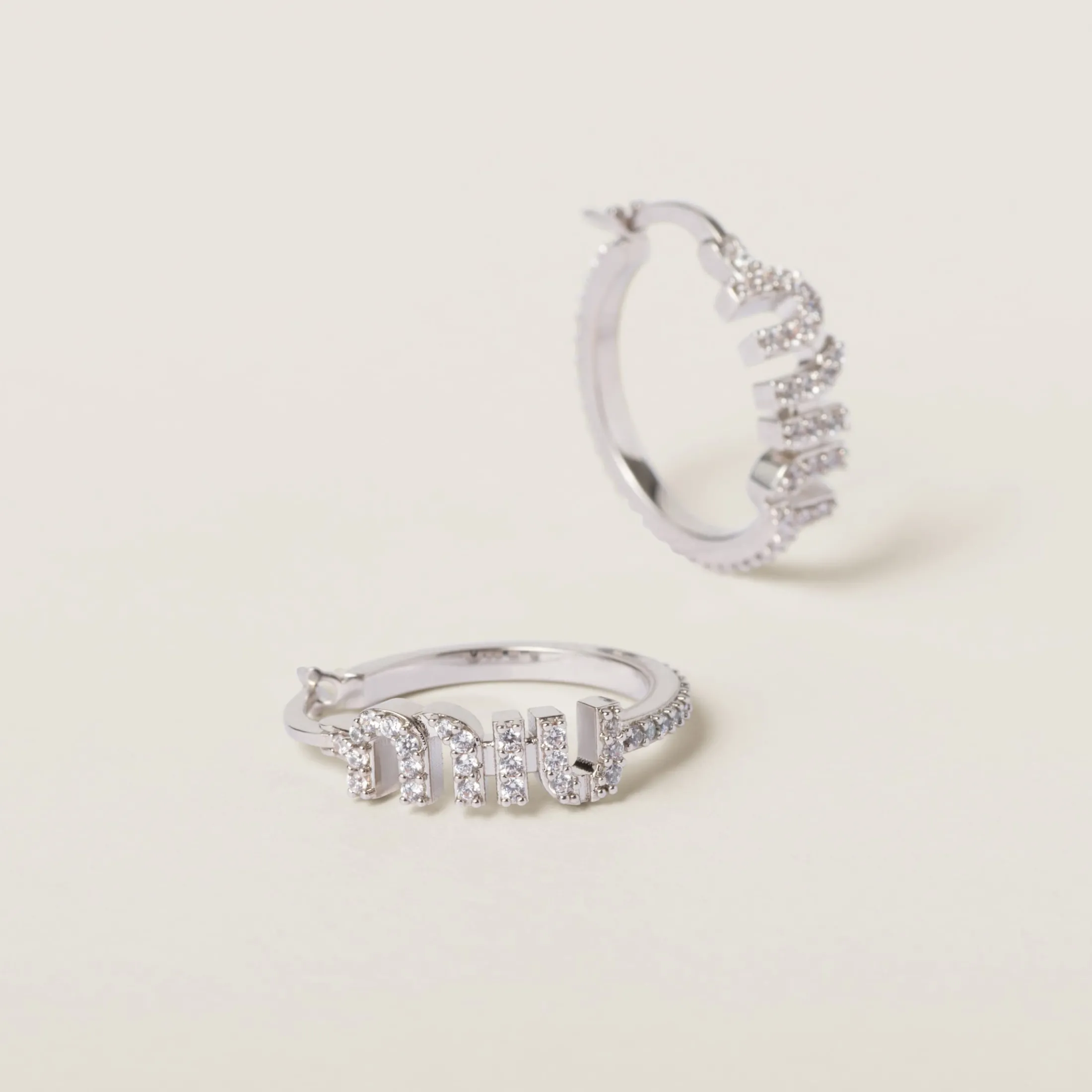 Steel/crystal Metal Earrings With Artificial Crystals | Miu Miu