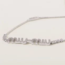 Steel/crystal Metal Necklace With Crystals | Miu Miu