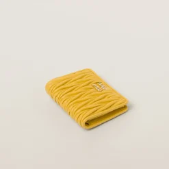 Sunny Yellow Small Matelassé Nappa Leather Wallet | Miu Miu