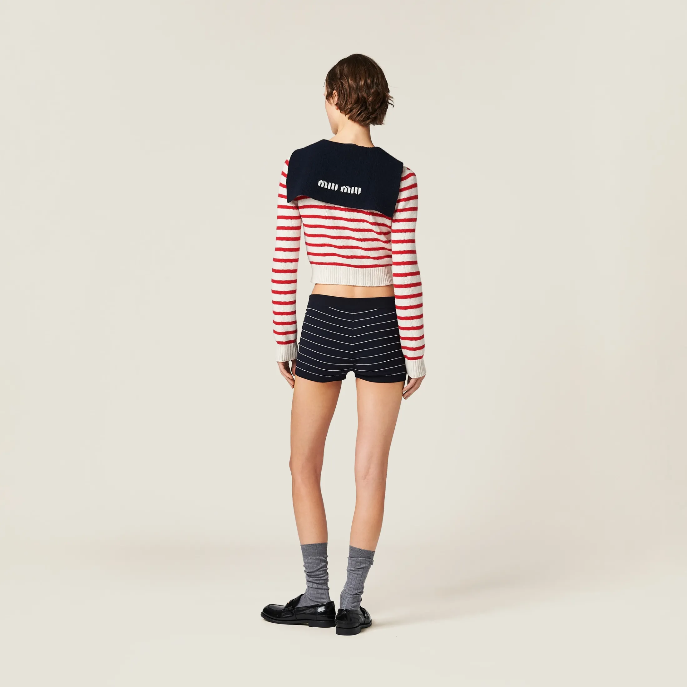 Tan/red Cashmere Knit Cardigan | Miu Miu