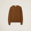 Tobacco Cashmere Knit Cardigan | Miu Miu