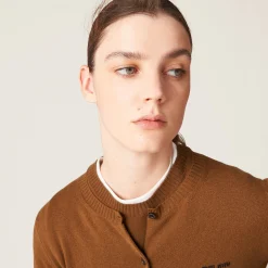 Tobacco Cashmere Knit Cardigan | Miu Miu