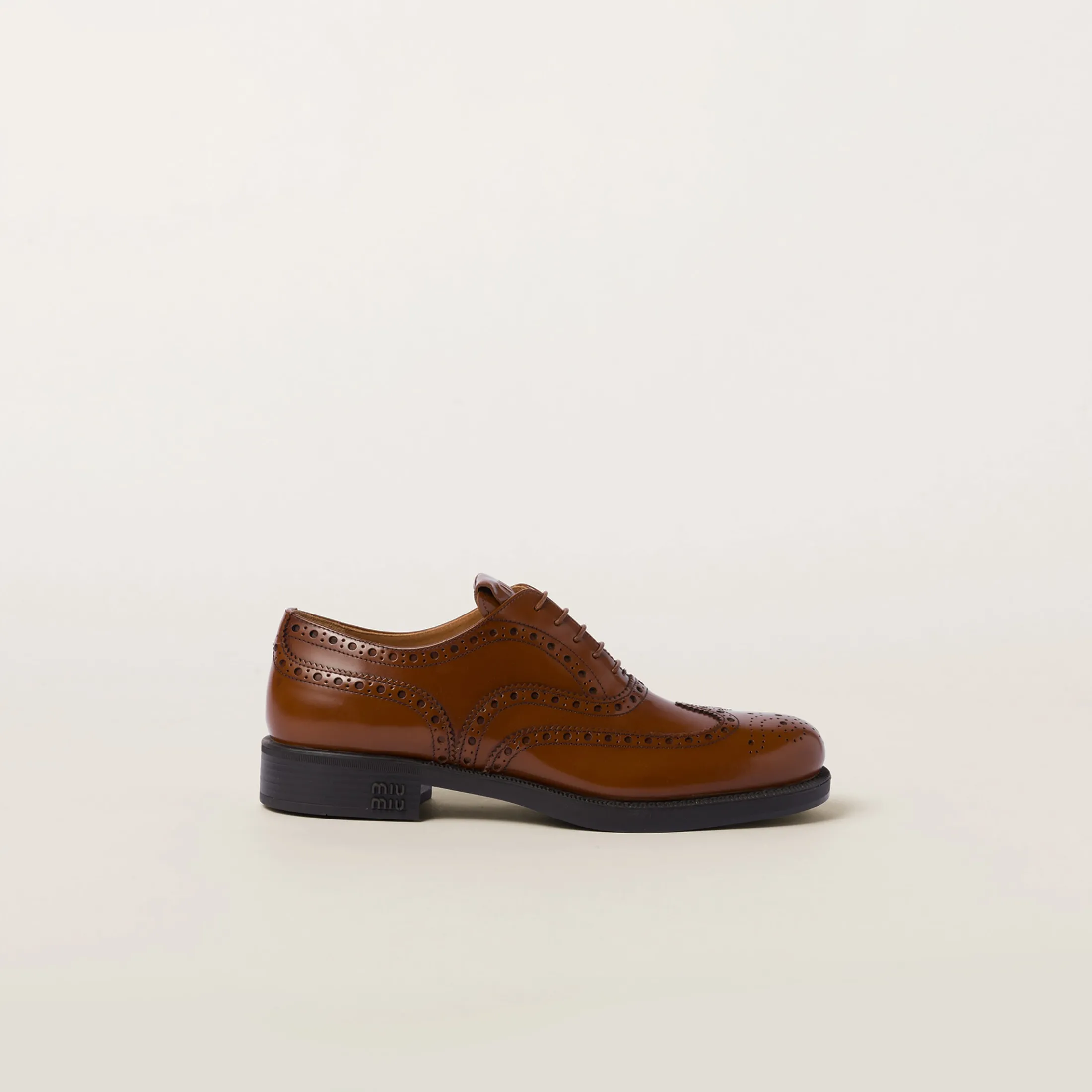 Tobacco Church's X Miu Miu Brushed Leather Oxford Brogue Shoes | Miu Miu