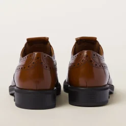Tobacco Church's X Miu Miu Brushed Leather Oxford Brogue Shoes | Miu Miu