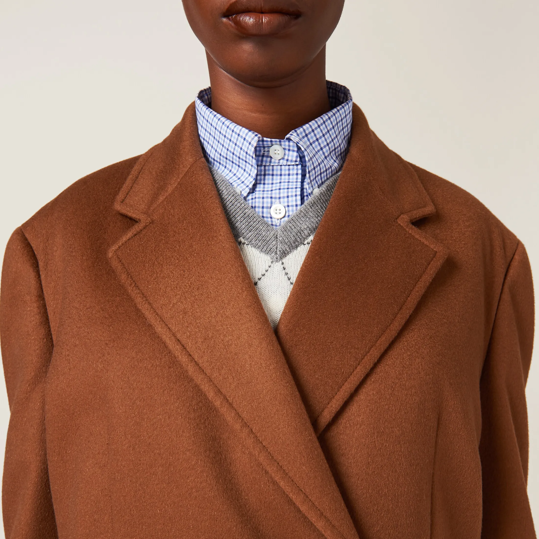 Tobacco Double-breasted Velour Coat | Miu Miu