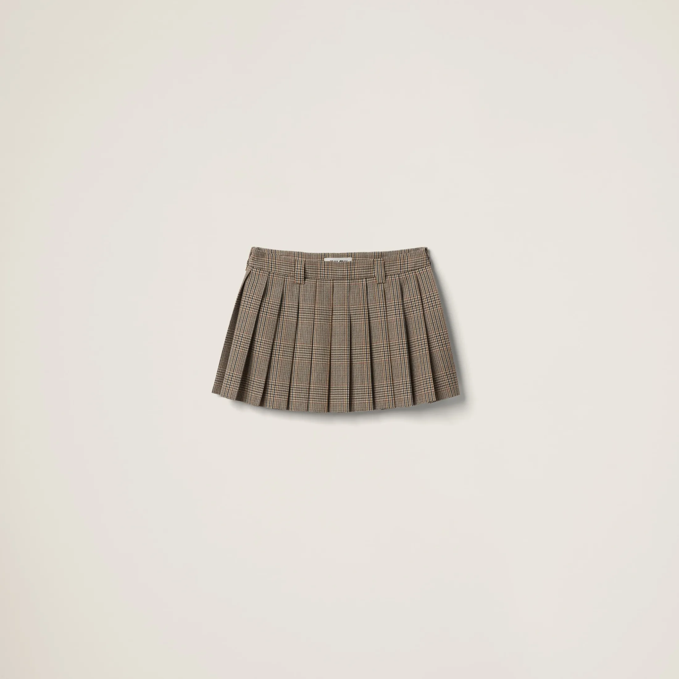 Tobacco Prince Of Wales Check Skirt | Miu Miu
