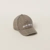 Tobacco Prince Of Wales Checked Wool Baseball Cap | Miu Miu