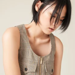 Tobacco Prince Of Wales Check Dress | Miu Miu