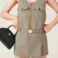 Tobacco Prince Of Wales Check Dress | Miu Miu